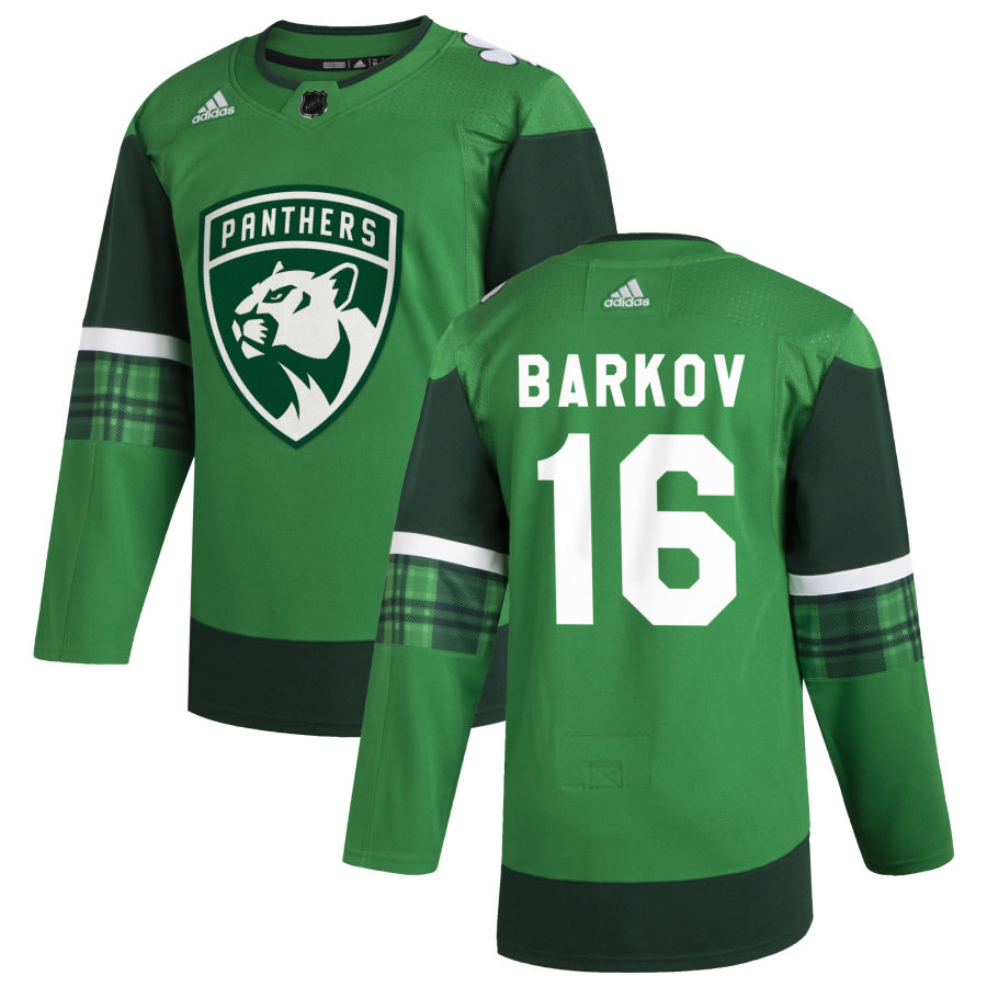Florida Panthers #16 Aleksander Barkov Men Adidas 2020 St. Patrick Day Stitched NHL Jersey Green